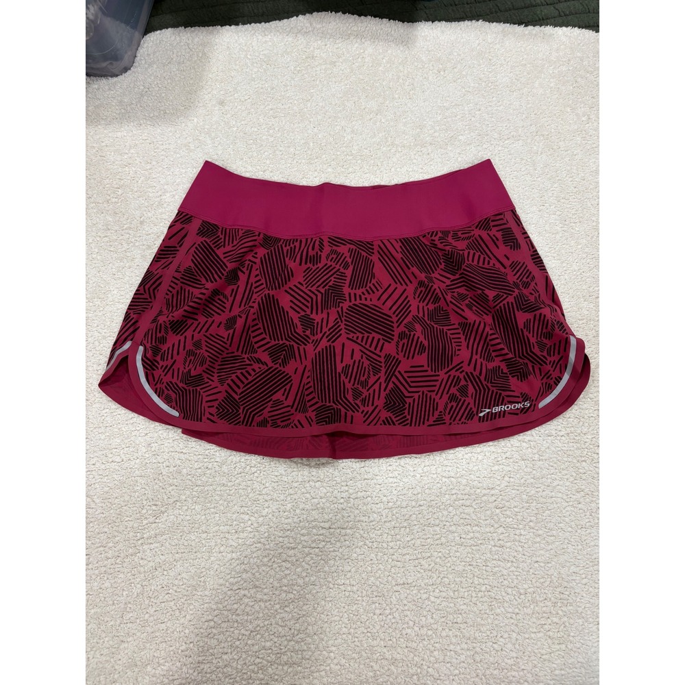 Brooks Running Printed Patterned Skort Red Maroon Black Pickleball Tennis Medium